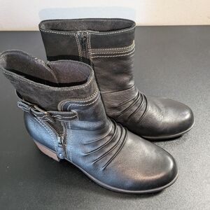 Earth Origins Zip Up Black Leather Ankle Boot Zip Detail Punk Grunge Biker 9W